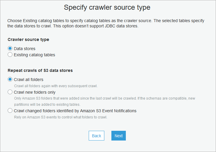 Specify crawler source