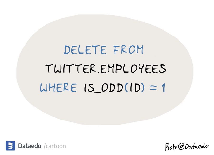 Dataedo - cartoon - layoffs-at-twitter