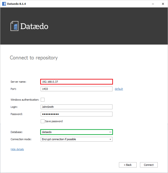 Accessing repository database
