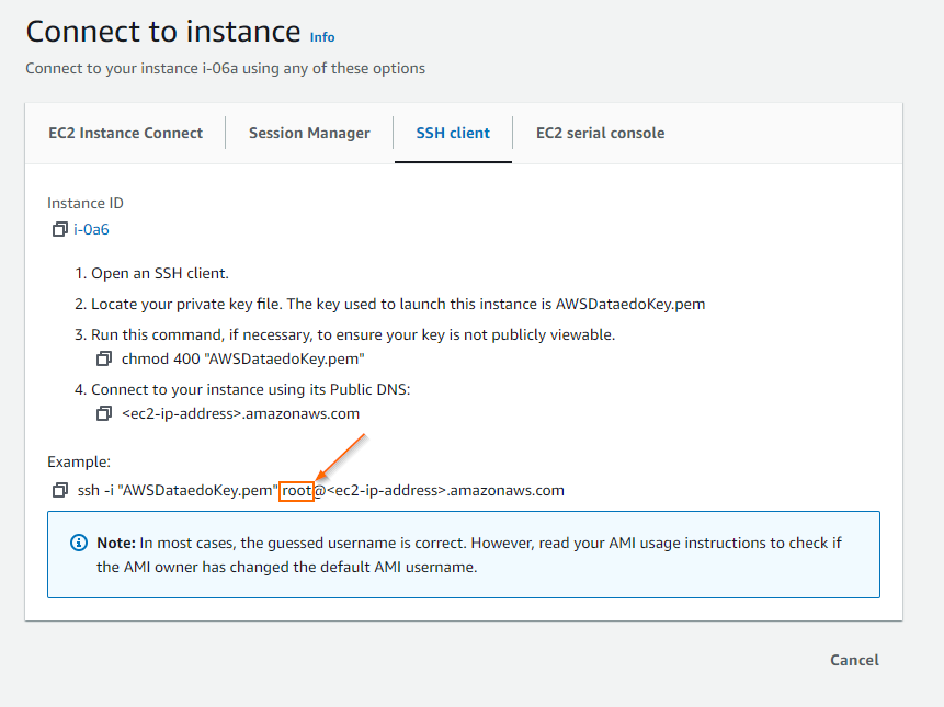 Connect to instance