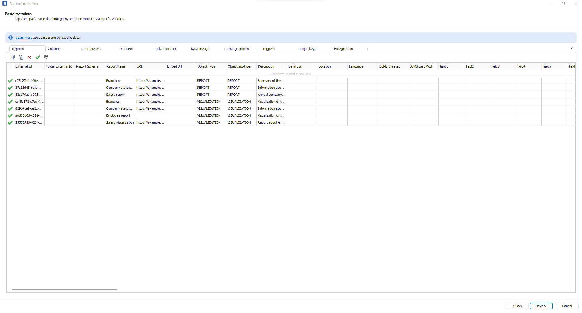 Paste Metadata Reporting"