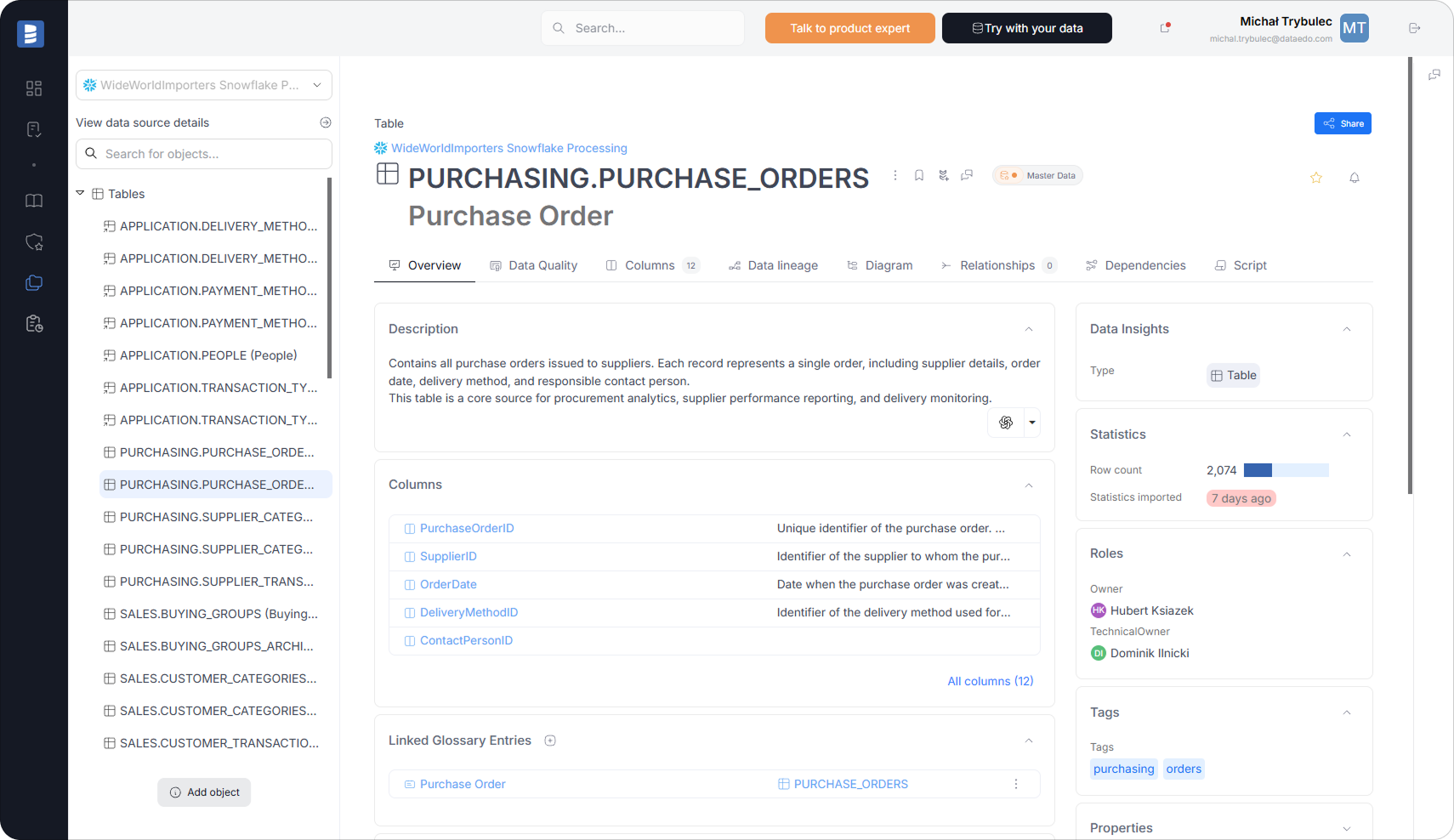Snowflake Table Documentation