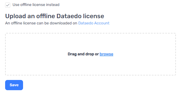 Uploading offline license