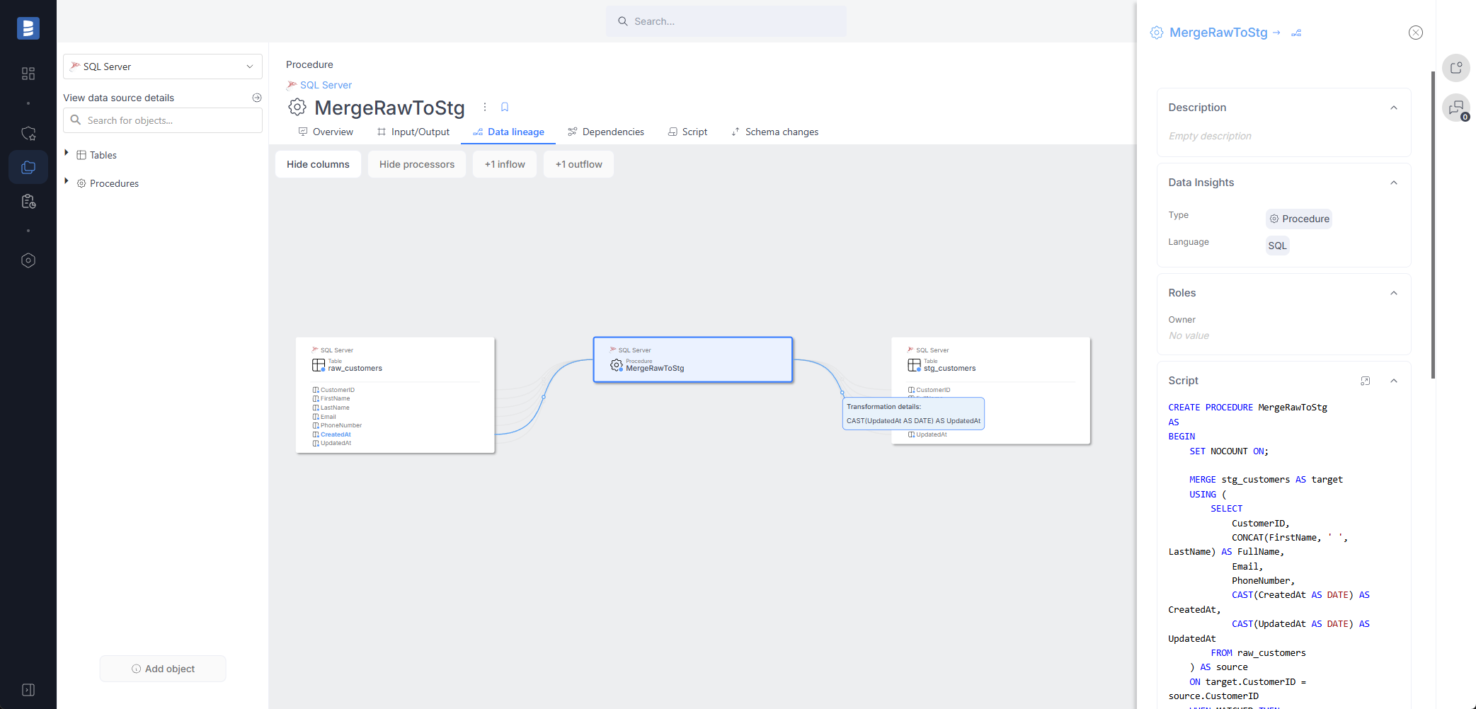 MERGE data lineage