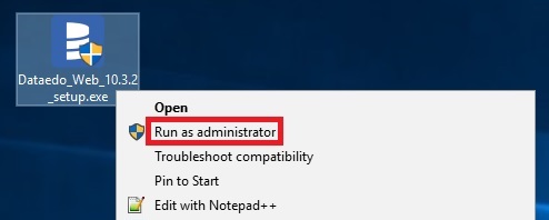 Dataedo Web installer- Run as administrator