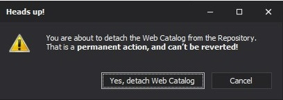 Dataedo- Detach Web Catalog confirmation