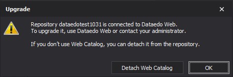 Dataedo- Detach Web Catalog pop up message