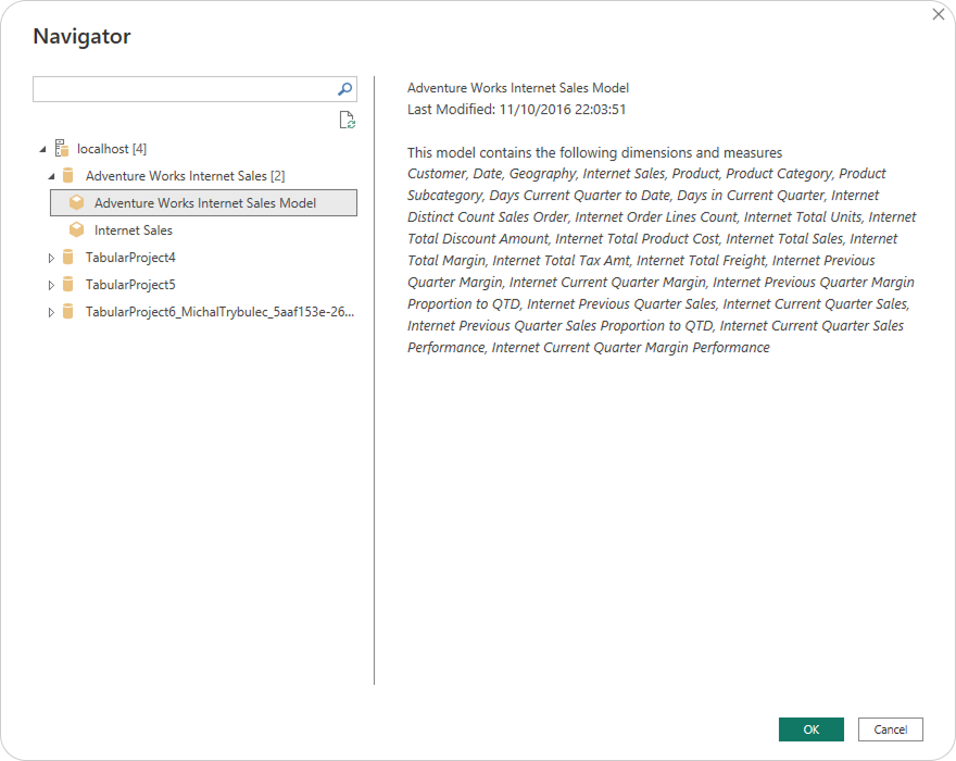 Select a Model in the Navigator