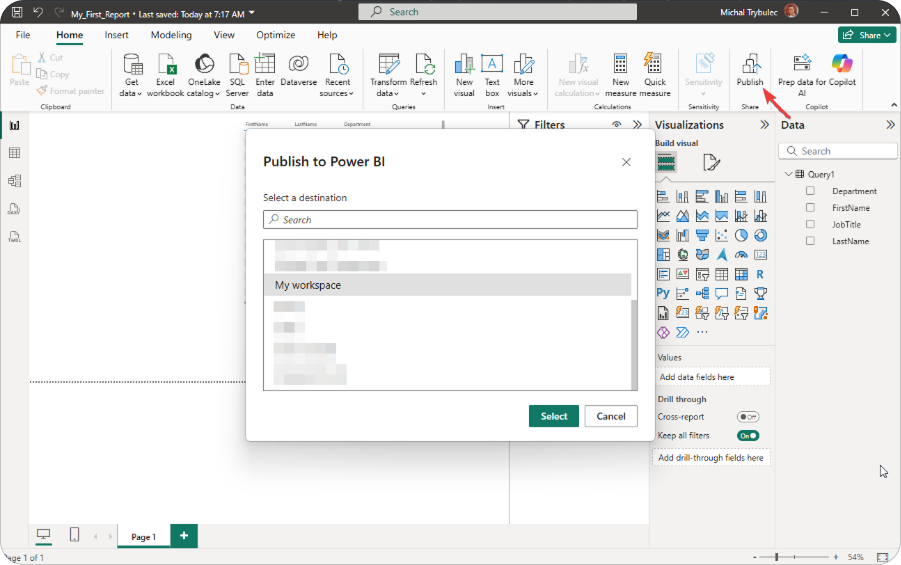 Publish to Power BI Service